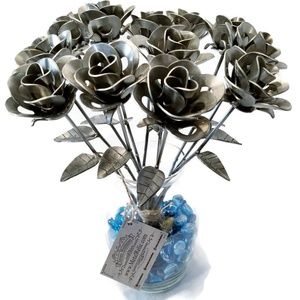 Welded Steel Metal Art One Dozen Roses